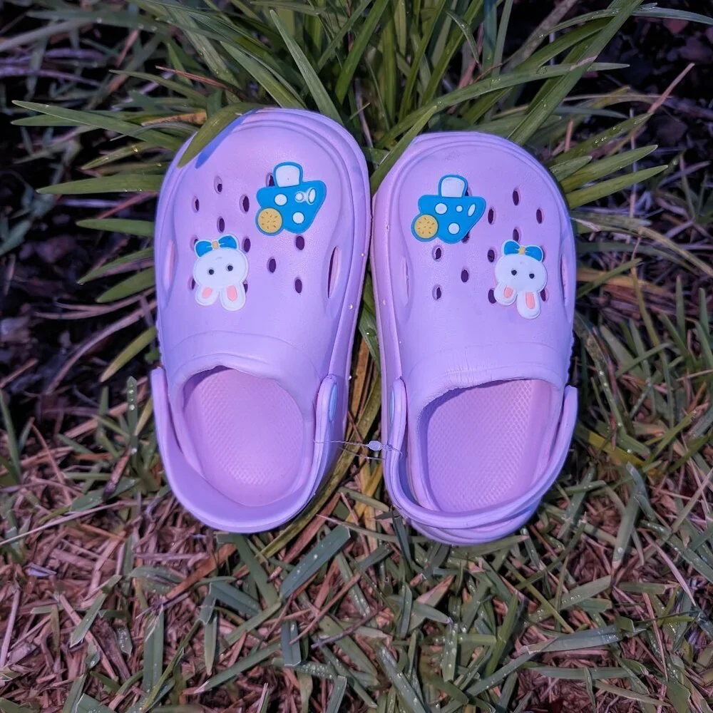 NWT Kids Cute Lavender Bunny Clogs Unisex Crocs Nonslip sandals (Size:2-3 Years)